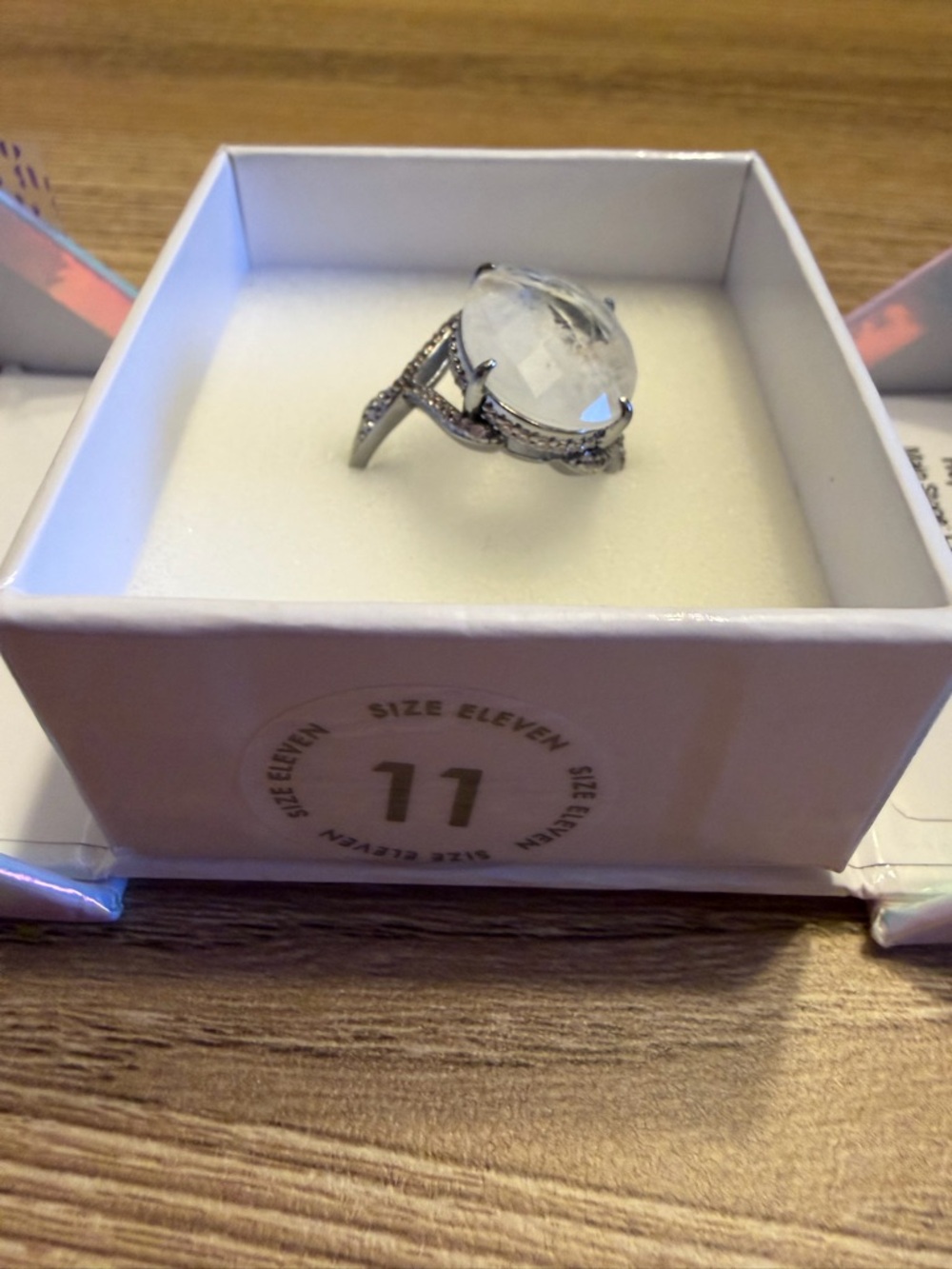 Clear Crystal Solitaire Ring in Silver Tone - Size 11